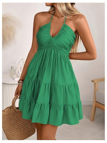 Image of SOLY HUX Women's Summer Mini Dress Halter Backless Flowy Cami Sundress