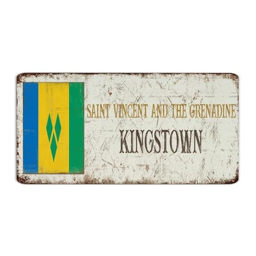Saint Vincent et la Grenadine-Kingstown - Panneaux en métal tendance chic - Panneaux d'entrée personnalisés - Souvenir de pays national - Décorations murales de route - Panneau en aluminium pour