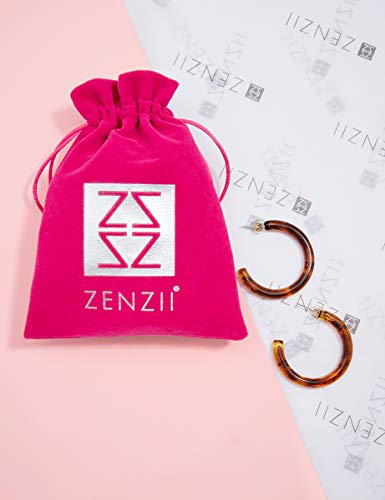 Zenzii Semi-Translucent Marbled Hoop Earring (Navy) #TOP6