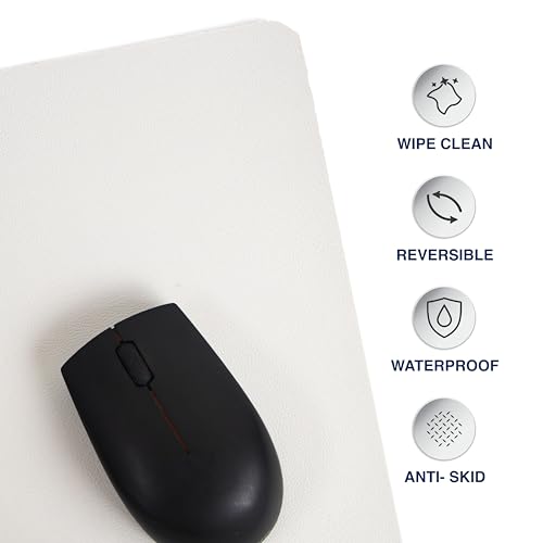 Image of Bellblock Mouse Pad | Computer Mouse Mat | Vegan PU Leather | Anti-Slip | Smooth Mouse Control | Spill-Resistant Surface | Blue & Tan | 22 x 22 cm (Pack of 1) (White & Sky Blue, Square)