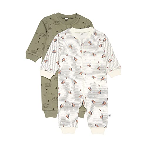 PIPPI Unisex Baby Nightsuit-Zipper (2-Pack) Pajama Set, Deep Lichen Green, 86