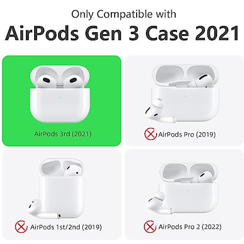 SNBLK Compatible with AirPods 3rd Generation Case Cover 2021, Soft Silicone Shock-Absorbing Protective AirPods 3 Case Skin with Keychain, Support Wireless Charging, Front LED Visible, Light Blue