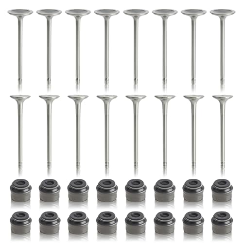 CARBBIA Engine Intake and Exhaust Valve Set Compatible with Audi VW 2.0T (FSI, TSI) 16pcs 06D109611H 06D109611T with 16pcs Valve Seals