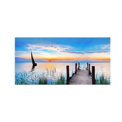 Tableau sur toile grand format pour habiller un mur vide paysage marin lever soleil