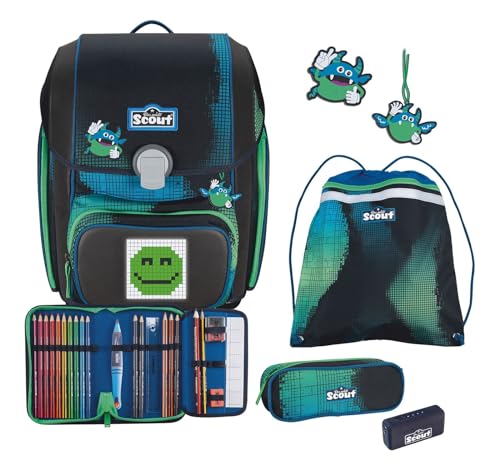 SCOUT Movie Star Genius Set 5-teilig Blue Pixel cartable rigide 5 pièces