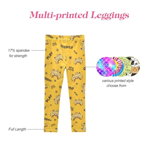 CaTaKu Girls Leggings Tiger Gamepad Cartoon Leggings for Girls Kids Athletic Workout Yoga Pants Size 4-10T4