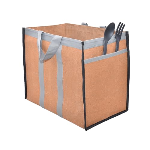 Image of (#B2B21CA L Eco Friendly Reusable Fabric Grocery Vegetable Shopping jhola Bag Heavy Canvas1pc only Large LxWxD 18x11x15 inch