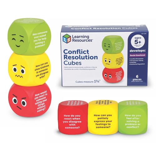 Learning Resources Conflict Resolution Cubes - Conversation Starter Cubes, Therapy Games for Kids, Social Skills Cards, Social Emotional Learning Games, Table Questions for Family Dinner
