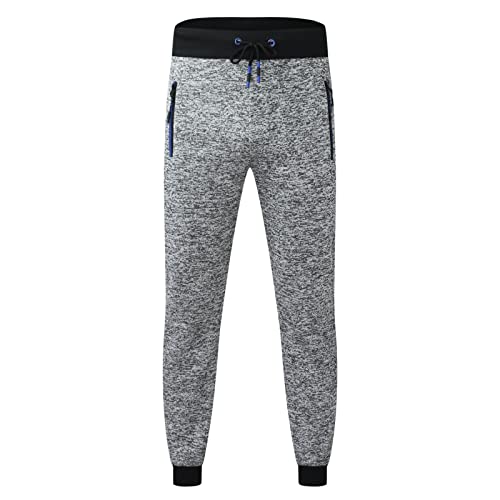 MYNKYLL Calça de moletom masculina com zíper e cintura média, calça esportiva casual com bolsos para