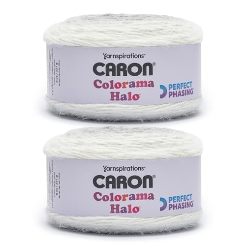 Caron Colorama Halo Cake Caron Graphite Frost Yarn - 2 Pack of 8oz/226.79g - 71% Acrylic,18% Nylon,11% Polyester - 5 Bulky - 60 Yards for Knitting, Crocheting & Crafts