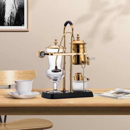 Belgian Belgium Royal Family Balance Siphon Syphon Coffee Maker with Tee handle Gold Color,1 Set