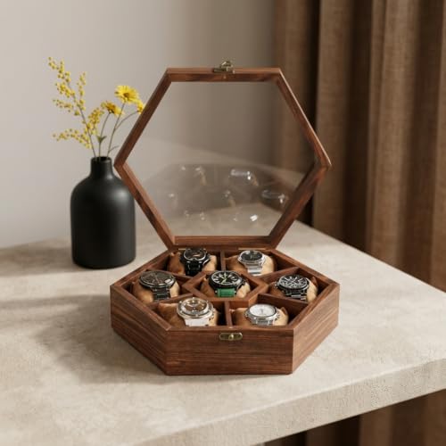 Image of Wooden Watch Box /Case, Handmade Superior Indian Rosewood Watch Display Box Case for Men| Wooden Watch Box for Men. (7 slot -4)