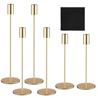 6 Set Kerzenhalter, Gold Metall Kerzenhalter, 3 Arten von Stabkerzenhalter mit Höhen, Dekorativer Vintage kerzenhalter aus Metall, Hoch kerzenleuchter, für Jubiläum, Hochzeit, Geburtstagsessen
