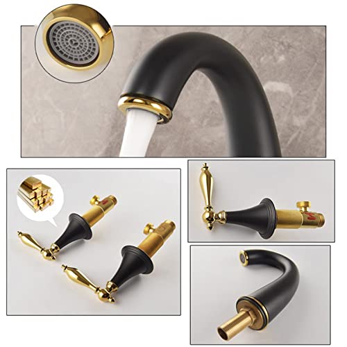 Robinets de lavabo de salle de bain rétro laiton noir or