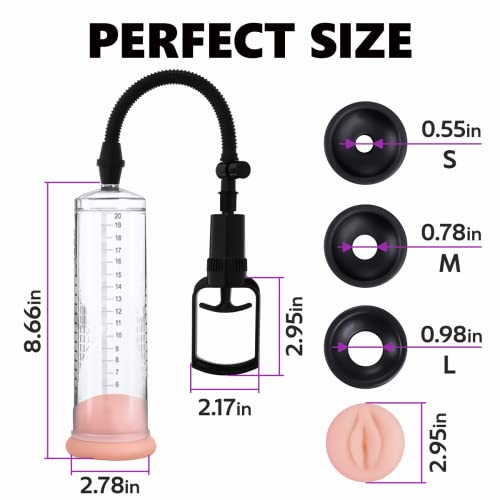 Penis Pump Set - Manual Vacuum Penis Enlarger Enlargement, Vagina Sleeve, 3 Silicone Sleeves Of Different Sizes To Fit Penis Size, Pumps & Enlargers, Men Sex Toys, Sex Products For Adult Couples #TOP1