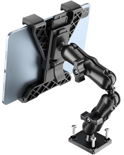OHLPRO Tablet Holder for Truck, Heavy Duty iPad Mount for Drill Base 360°Adjustable 2-Stage Arm Car Stand for All 7' - 11.5' iPad Pro,Mini,Samsung Tab,Nexus, Great for Desks,Wall, Businesses
