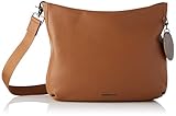 Große Schultertasche aus gehämmertem Leder mit Logo vorne, Klappe, Innentaschen, verstellbarer Schultergurt