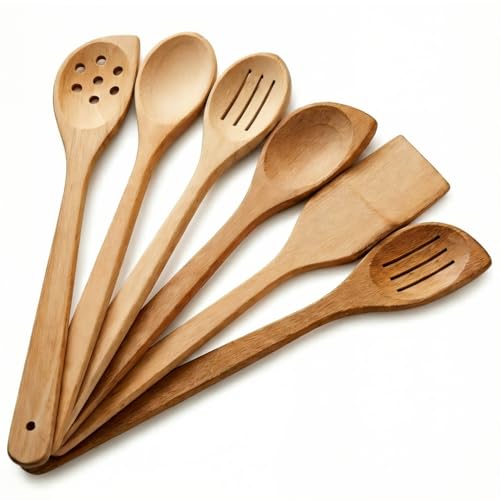 ECOSALL Healthy Wooden Cooking Spoons Set of 6