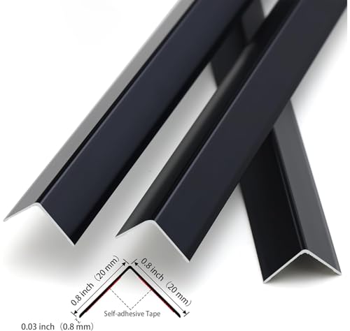 Image of Gaahing Aluminum L Molding Corner Guards, Peel and Stick Trim for Wall Protection, Door Frame, Tile Edge (3Pcs x 4.26ft x 0.8in, Matte Black)