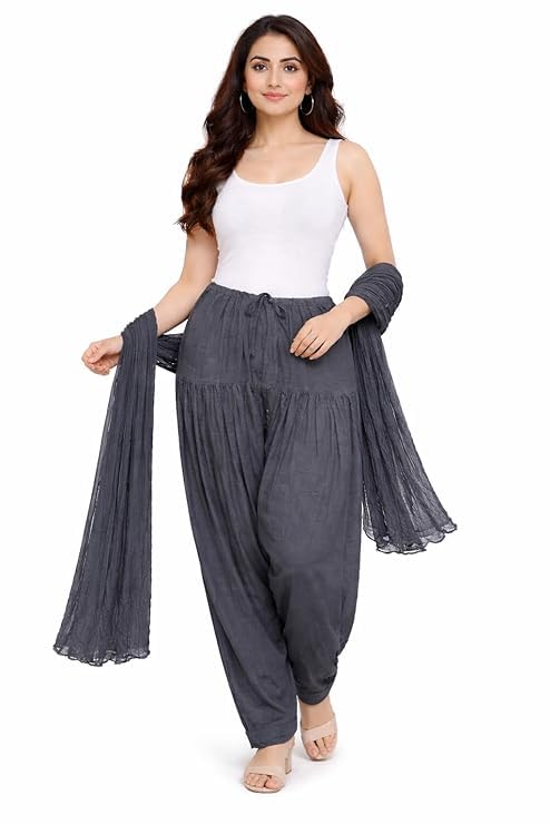 white tulips Women’s Soft Cotton Semi Patiala Salwar with Dupatta | Easy Fit Free Size Ethnic | Stylish Patiala Look | Casual Multicolor | Fresh Colors-picture-25