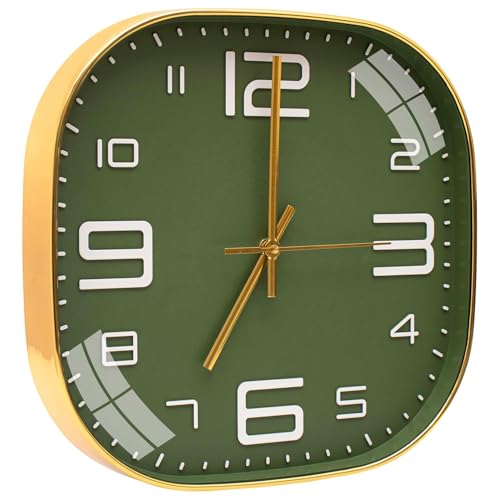 Image of TEKCOOL Plastic Analogue Wall Clock 12 inch Silent Quartz Decorative Wall Clock Non-Ticking Classic Clock Battery Operated Round Easy to Read for Room /Home /Kitchen /Bedroom /Office /School.Mehendi:-