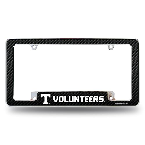 Rico Industries NCAA Tennessee Volunteers Carbon Fiber 12" x 6" Chrome All Over Automotive License Plate Frame for Car/Truck/SUV