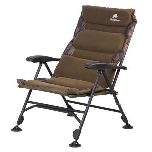 CampFeuer Silla de Pesca Plegable Camuflaje Marrón | Silla de Camping Regulable en Altura | Silla Plegable Carpa | Silla de Viaje, amping, Acampada, Pesca | Silla para Carpas, Silla Reclinable