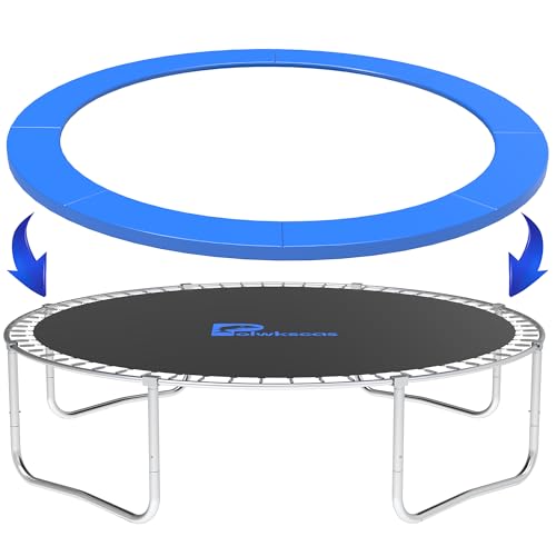 Trampoline Pad, 10ft 12ft 14ft Trampoline Replacement Safety Pad, Waterproof and Tear-Resistant Safety Spring Cover Round Frame Pad, No Hole for Pole, Trampoline Pad Replacement (Blue, 14FT)