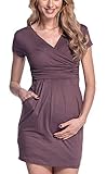 Sommerkleider Damen Kurzarm V Kleider Ausschnitt Strand Elegante Abendkleid Knielang Umstands Kleider Umstandsdress Umstandskleidung Bellybutton Umstandsmode Maternity Kleider