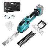 ヘッジトリマー 充電式 電動ヘッジトリマー マキタ18Vバッテリー対応可能 ブラシレスモーター 2枚刃（刃長：36cm、低木/幅：18cm）ガーデンシザー 軽量 低騒音設計 植木バリカン 草刈りバリカン 草刈り機 芝刈機 枝切り 庭木剪定 枝切り 垣根の手入れに最適 園芸用電動工具（充電器とバッテリー別売り）