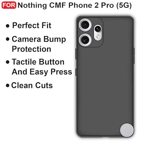 Image of CEDO Back Cover for Nothing CMF Phone 2 Pro (5G) | Camera Bump Protection & Inner Velvet Fabric Lining | Ultra Slim Matte Soft Rubberised Case Cover (Black)