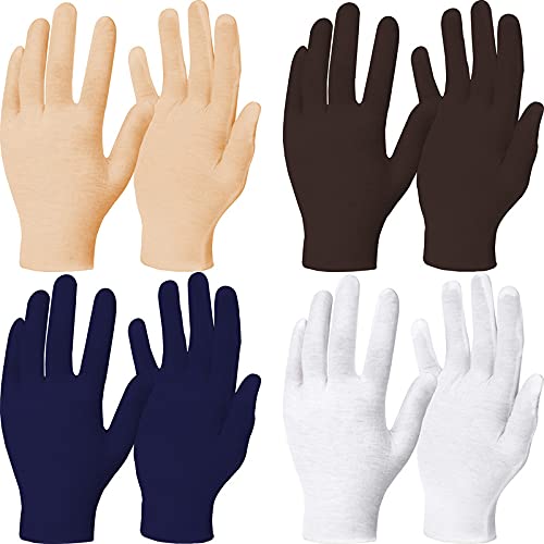 Women's/Men's Cotton Sun burn Protection Double Layered Gloves & Women Cover Up Cotton Gloves, Cotton Hand Gloves for Bike and Riding (Beige-Brown-White-Blue, Free Size, 4 Pairs)-image-46