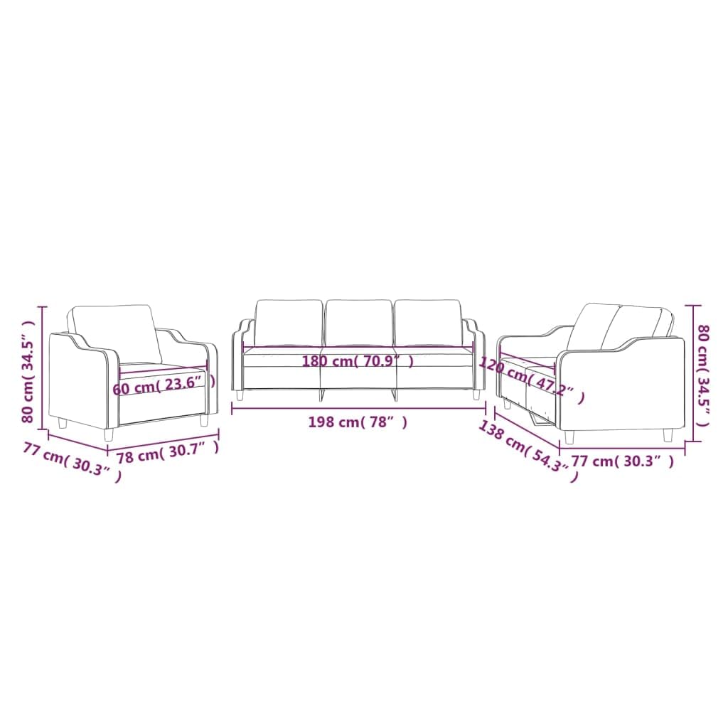vidaXL Ensemble de Canapés avec Coussins 3 pcs, Canapés avec Accoudoirs et Dossier, Ensemble de Meubles, Mobilier de Salon, Moderne, Noir Tissu