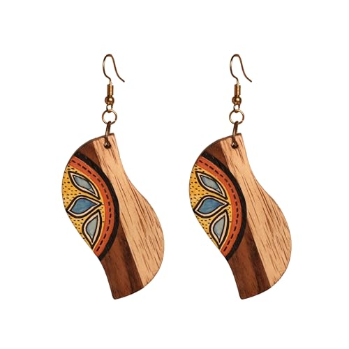 Image of Handcrafted Tribal & Dhokra Art Earrings for Women - Wooden, Nature-Inspired Statement Drop & Traditional Ethnic Designs