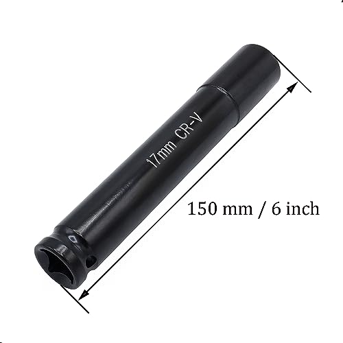 Image of 1 /2 inch Drive by 17mm Deep Impact Socket, Heat-Treated CR-V Steel 6 inch Length, 6-Point Metric Size (17mm)