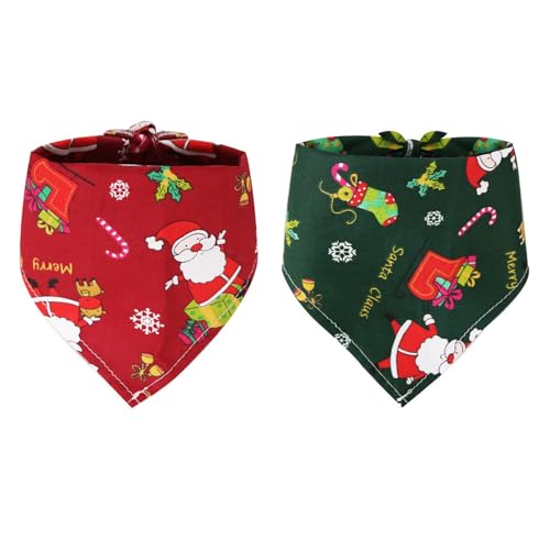 2Pcs Christmas Dog Bandanas,Christmas Pets Scarf Xmas Dog Costume Accessories Adjustable Dog Bandana Triangle Washable Cat Bandana for Small Medium Large Dogs Cats Costume Accessories Gift
