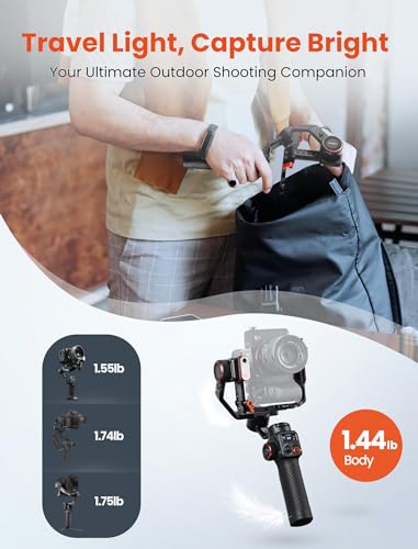hohem iSteady MT2 Kit Gimbal Stabilizer for Camera, 3-Axis Gimbal for Mirrorless/Pocket/Action Camera/Smartphone, AI Tracker, Magnetic Fill Light Stabilizer, Available for Canon/Nikon/Sony