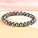 LPBeads Handmade Natural Gemstone Stretch Elastic 8mm Rainbow Coated Hematite Bracelet Healing Crystal Round Stone Beads Jewelry Gifts for Women Men