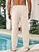 Runcati Mens Kaftan Thobe Pants Cotton Casual Elastic Waist Drawstring Muslim Trousers Summer Yoga Kurta Pants with Pockets Beige
