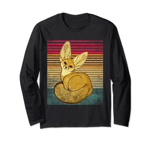 Retro Vintage Fennec Fox Zorros lindos Manga Larga