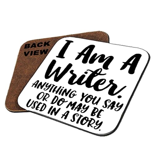 Crunchy Carrots I am a Writer, Anything You Say or Do May Be Used in a Story, Writer, Author, Tableware, Coffee, Tea, and Drink Coasters. (Square Shaped Coaster)