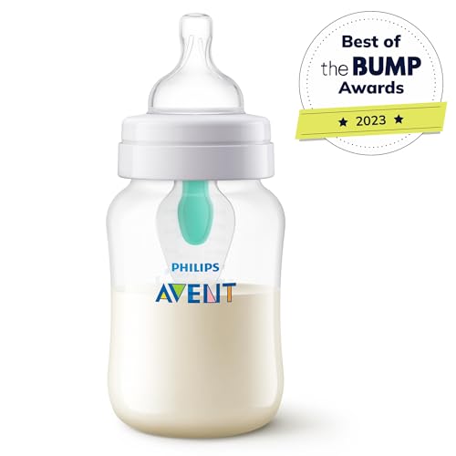 philips avent anti-colic baby bottle with airfree vent 9oz with flow 2 nipples 1m 4pk clear scy70304