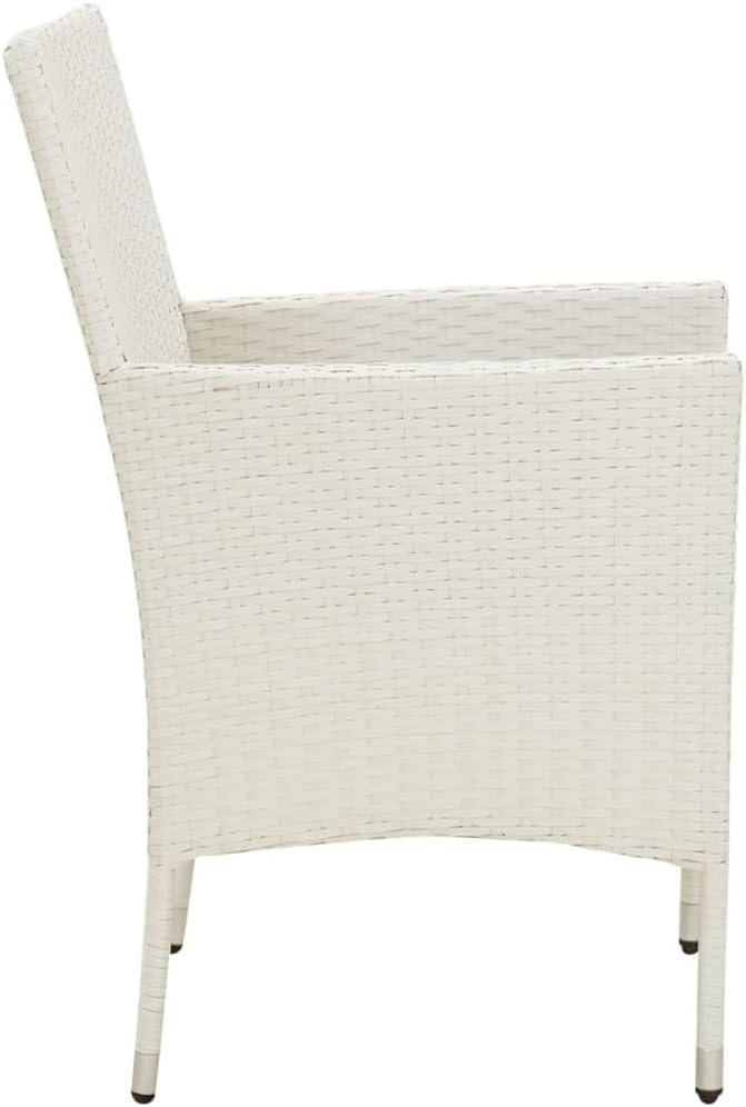 vidaXL 4X Patio Chairs with Cushions Garden Outdoor Lawn Yard Terrace Balcony Lounge Seat Seating Armchair Furniture Poly Rattan White