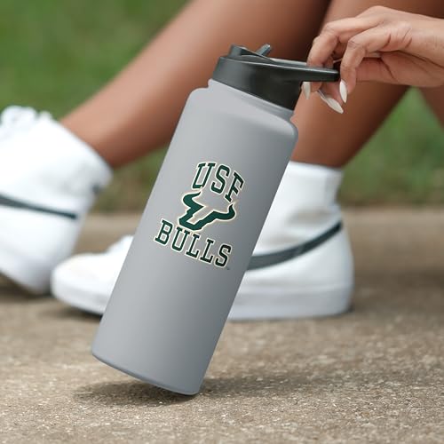 Image of Logo Brands NCAA South Florida Bulls Athletic 34 oz Stainless Steel Quencher Bottle - Double-Wall Insulated, No-Spill Lid, Easy Carry Handle - Keeps Drinks Cold For Hours