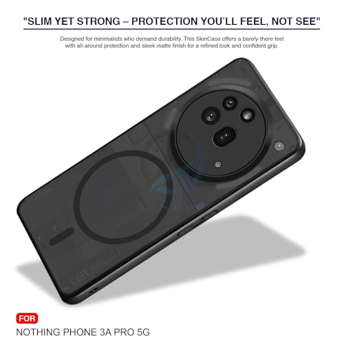 Image of AESTMO Nothing Phone 3A Pro 5G Back Cover | 360 Protection | Matte Frosted Hard Back Translucent | Compatible with MagSafe Accessories (Smoke Black Matte PC+Black TPU Bumber)