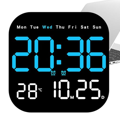 Reloj digital LED de 7.28 pulgadas con calendario de pared y batería 2