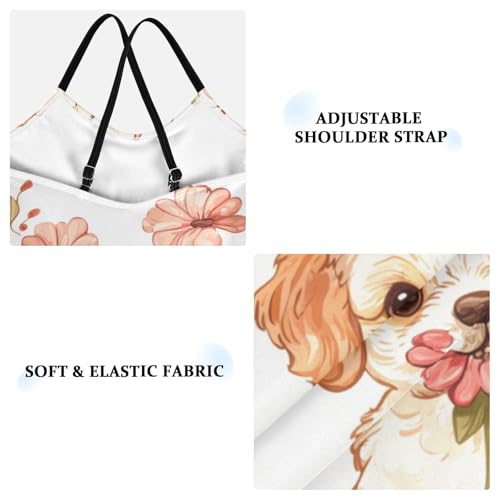 ZZKKO Cute Puppy Dog Flower Girls Swimsuit One Piece Bathing Suit for Baby Girls' Swimwear 3-10T3