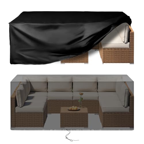 UPGRADE Outdoor Furniture Covers, Custom Size 111'(L) x 74'(W) x 30'(H) Rectangular Patio Table and...