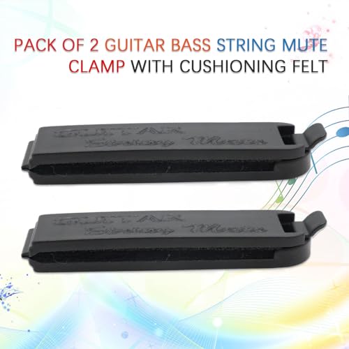 Cheerock Pack of 2 Guitar Bass String Mute Clamp with Cushioning Felt, Noise Reducer Silencer Dampener, Ideal Practice Tool for Electric Acoustic Classical Guitar, Music Instrument Accessory
