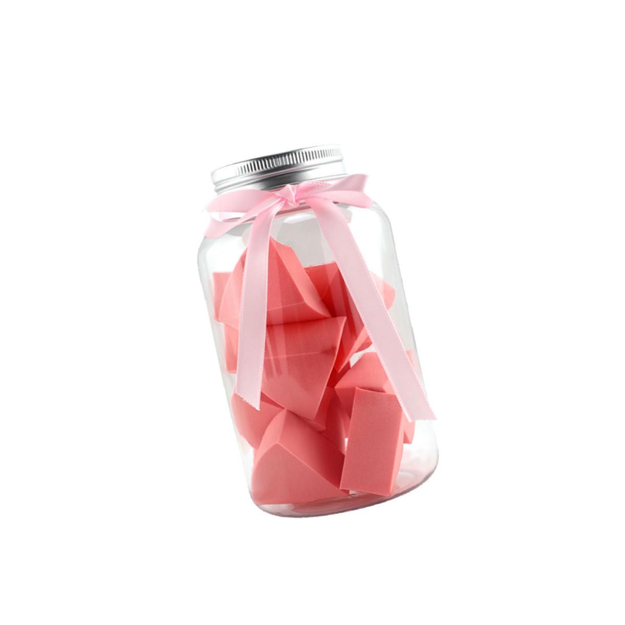 FRCOLOR 3pezzi Spugnetta Triangolare Per Fondotinta Puff Cosmetico Per Applicazione Di Polveri Confezione Per Uso Professionale e Domestico Colore Rosa Con Nastro